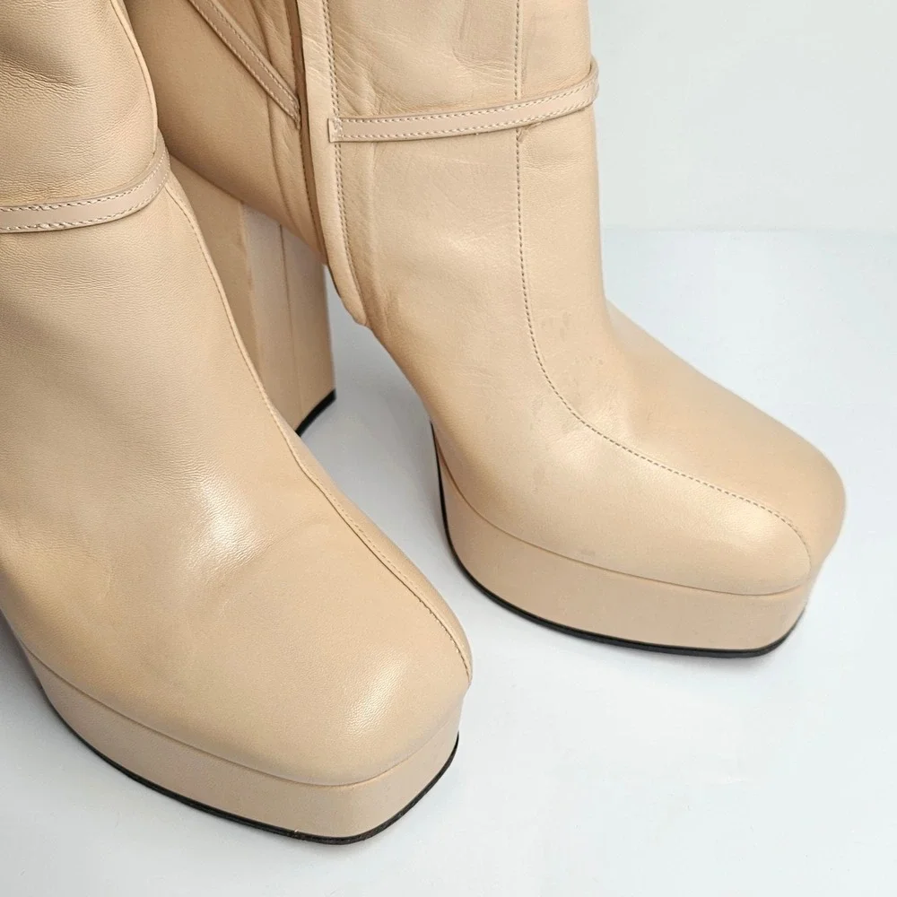 Gucci Skin Rose 627992 G Logo Tiarah Leather Platform Boots/Booties Size 38‎